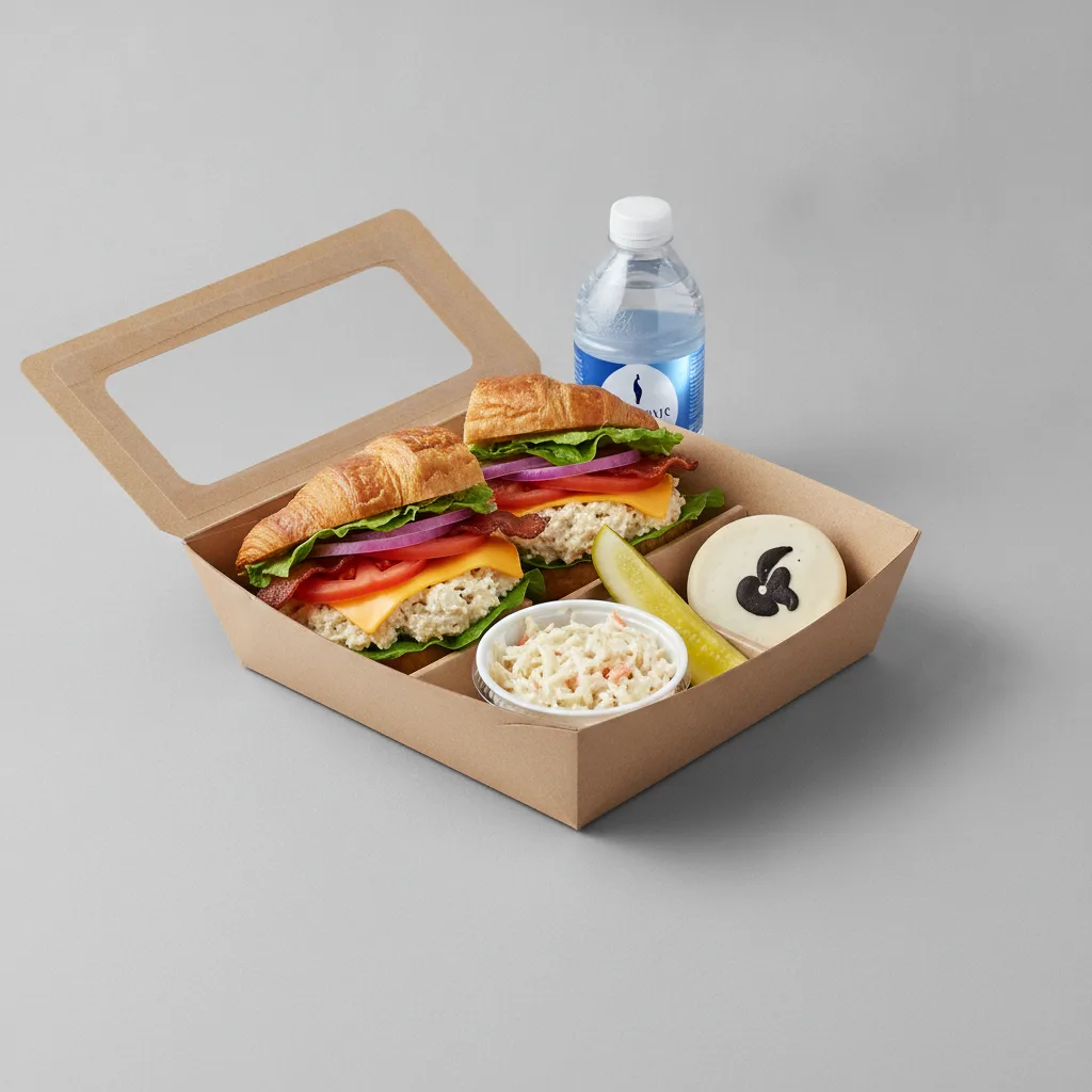 Sandwich Boxed Lunch — The Chelsea Club / Bottled Water Sandwich Boxed Lunch — The Chelsea Club / Bottled Water