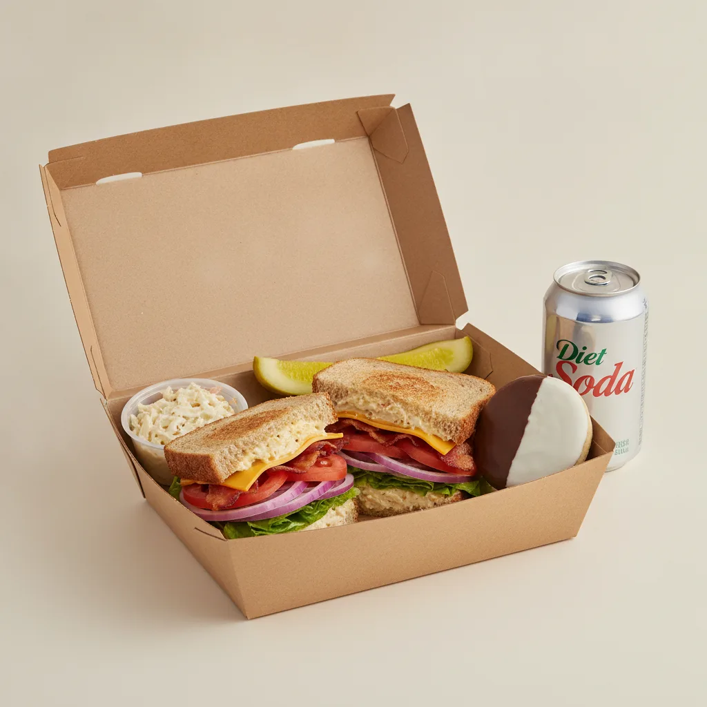 Sandwich Boxed Lunch — The Chelsea Club / Diet Soda Sandwich Boxed Lunch — The Chelsea Club / Diet Soda