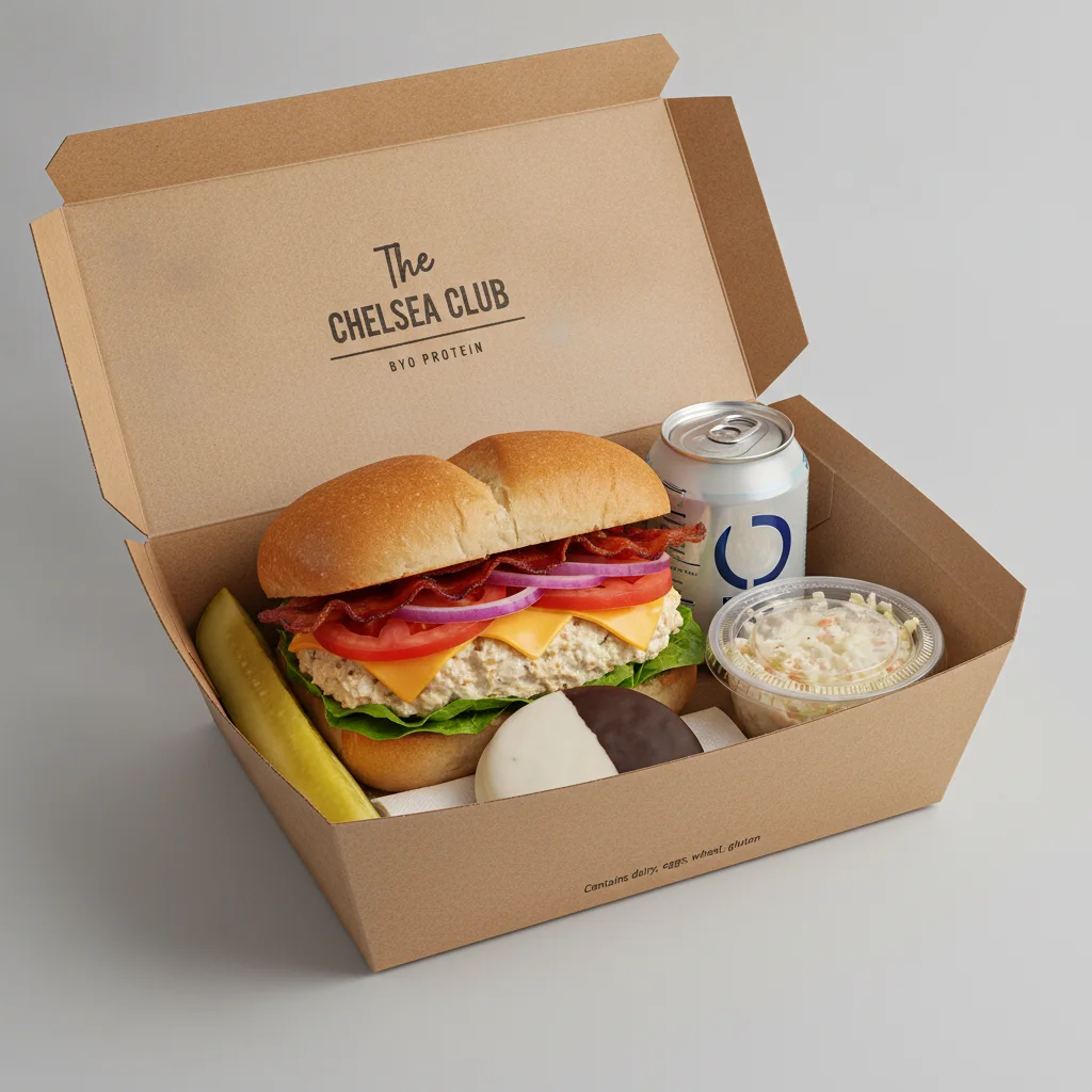 Sandwich Boxed Lunch — The Chelsea Club / Regular Soda Sandwich Boxed Lunch — The Chelsea Club / Regular Soda