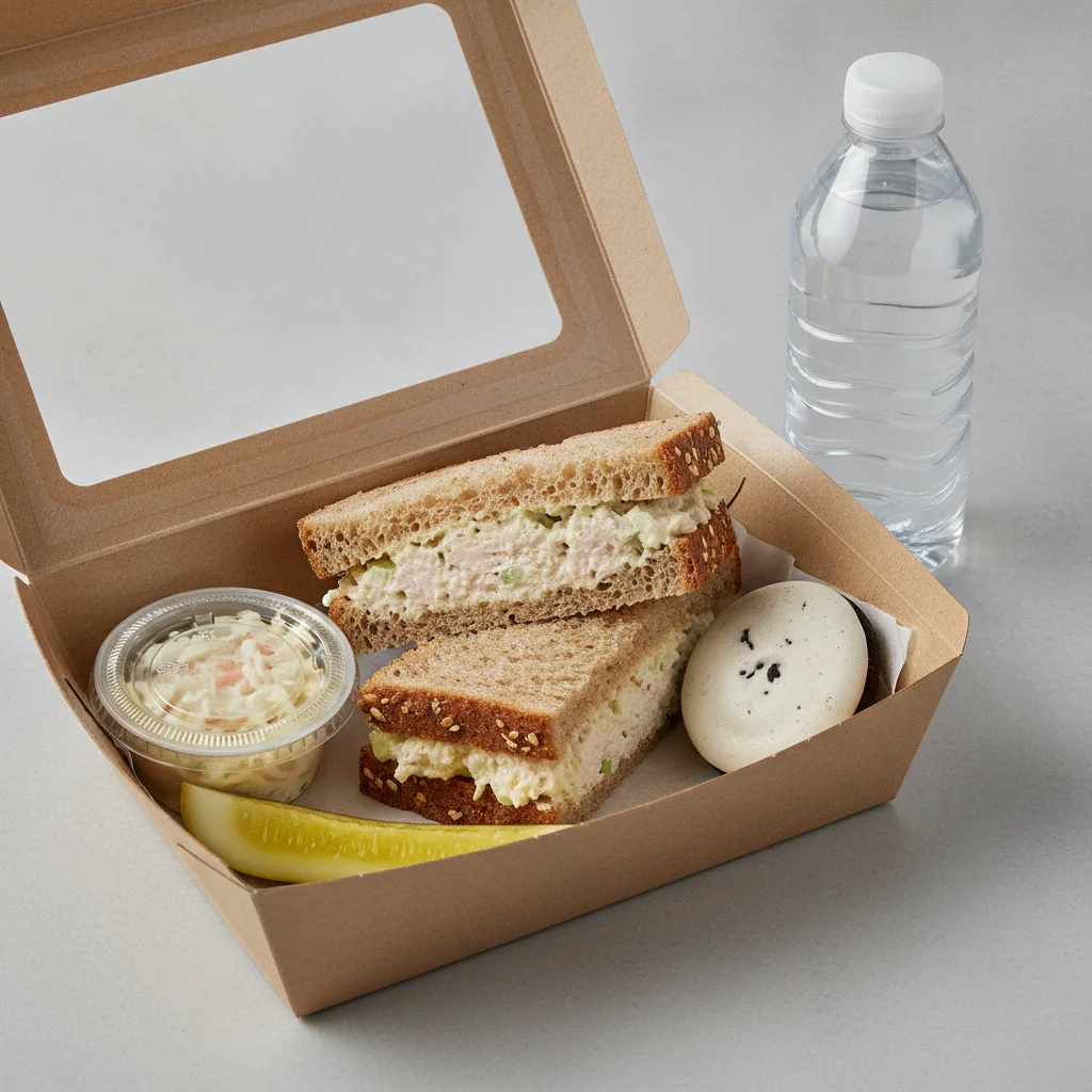 Sandwich Boxed Lunch — Chicken Salad Sandwich / Bottled Water Sandwich Boxed Lunch — Chicken Salad Sandwich / Bottled Water