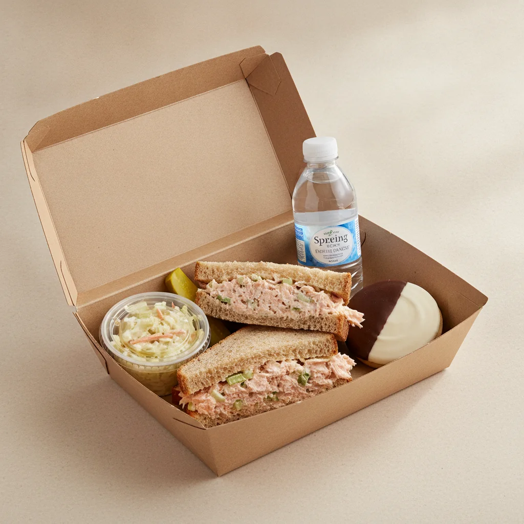 Sandwich Boxed Lunch — Salmon Salad Sandwich / Bottled Water Sandwich Boxed Lunch — Salmon Salad Sandwich / Bottled Water