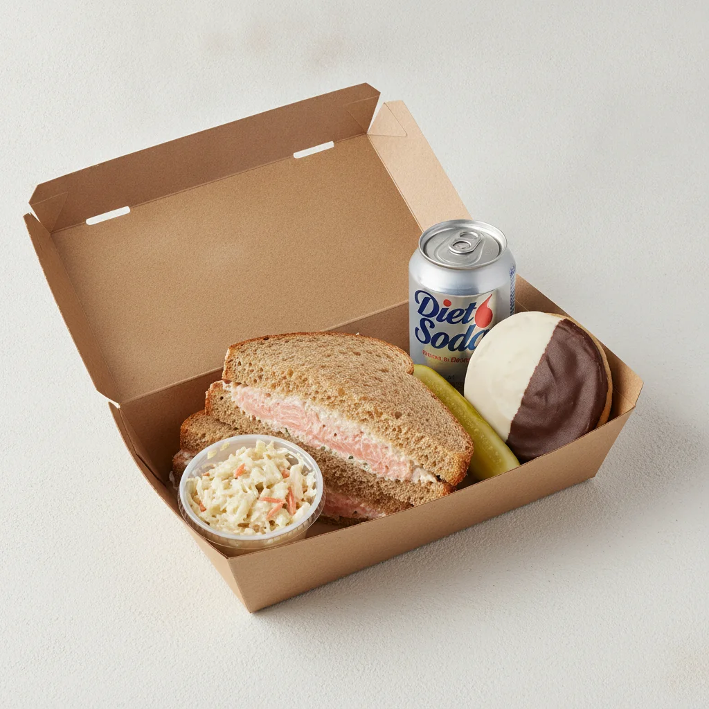 Sandwich Boxed Lunch — Salmon Salad Sandwich / Diet Soda Sandwich Boxed Lunch — Salmon Salad Sandwich / Diet Soda
