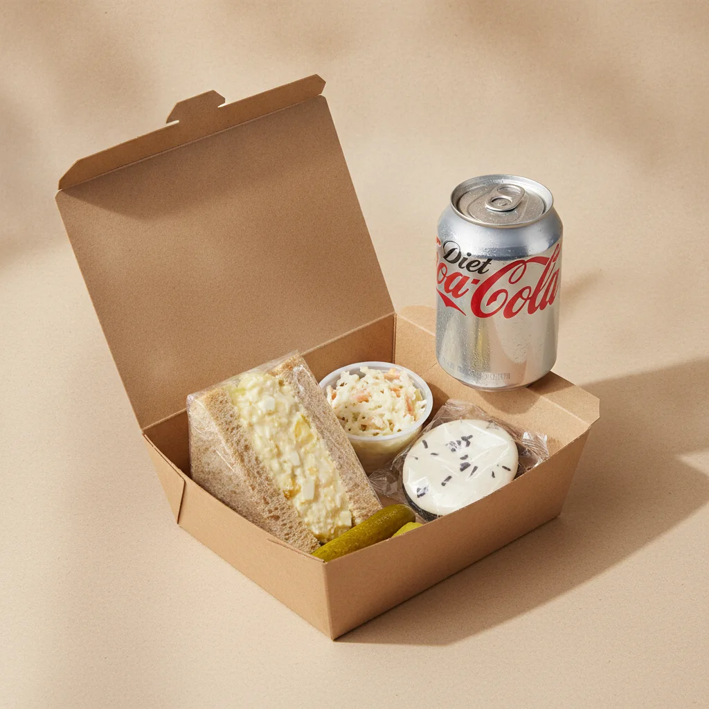 Sandwich Boxed Lunch — Egg Salad Sandwich / Diet Soda Sandwich Boxed Lunch — Egg Salad Sandwich / Diet Soda