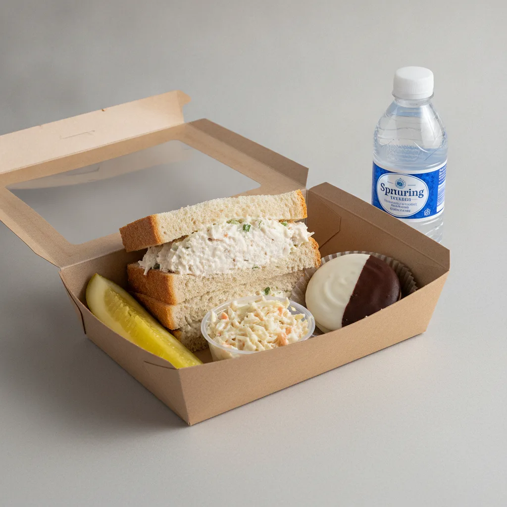 Sandwich Boxed Lunch — Zucker's Classic Whitefish Salad Sandwich / Bottled Water Sandwich Boxed Lunch — Zucker's Classic Whitefish Salad Sandwich / Bottled Water