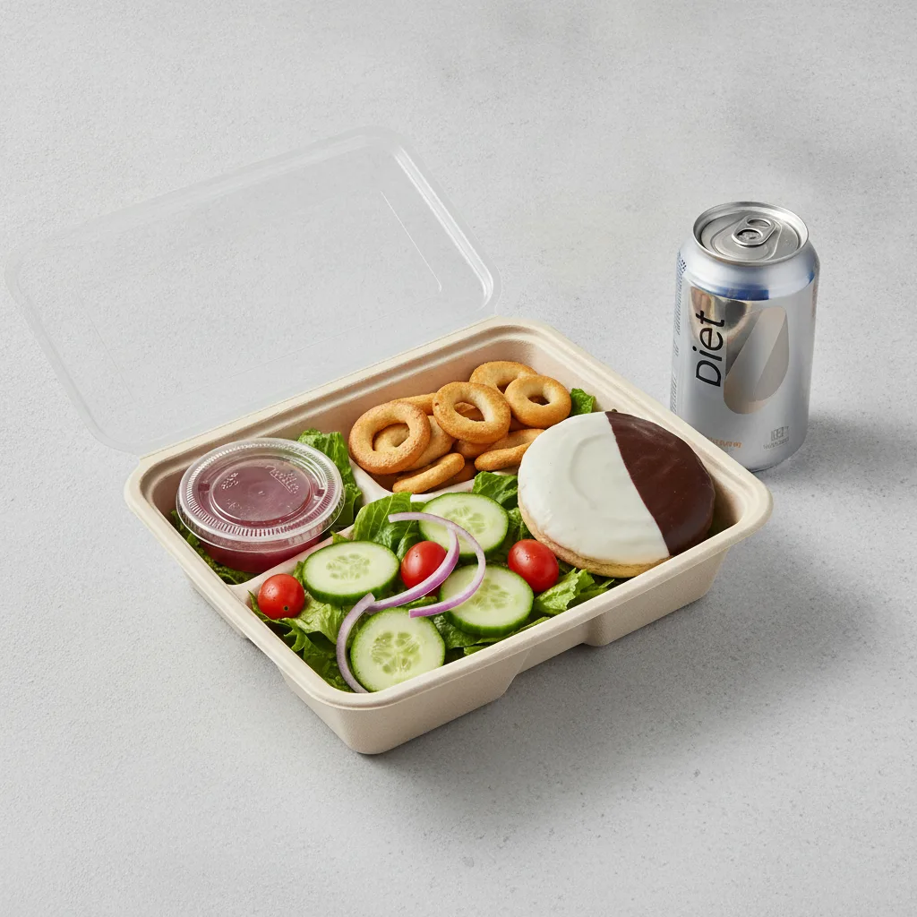 Garden Salad Boxed Lunch — Red Wine Vinaigrette / Black & White Cookie / Diet Soda Garden Salad Boxed Lunch — Red Wine Vinaigrette / Black & White Cookie / Diet Soda