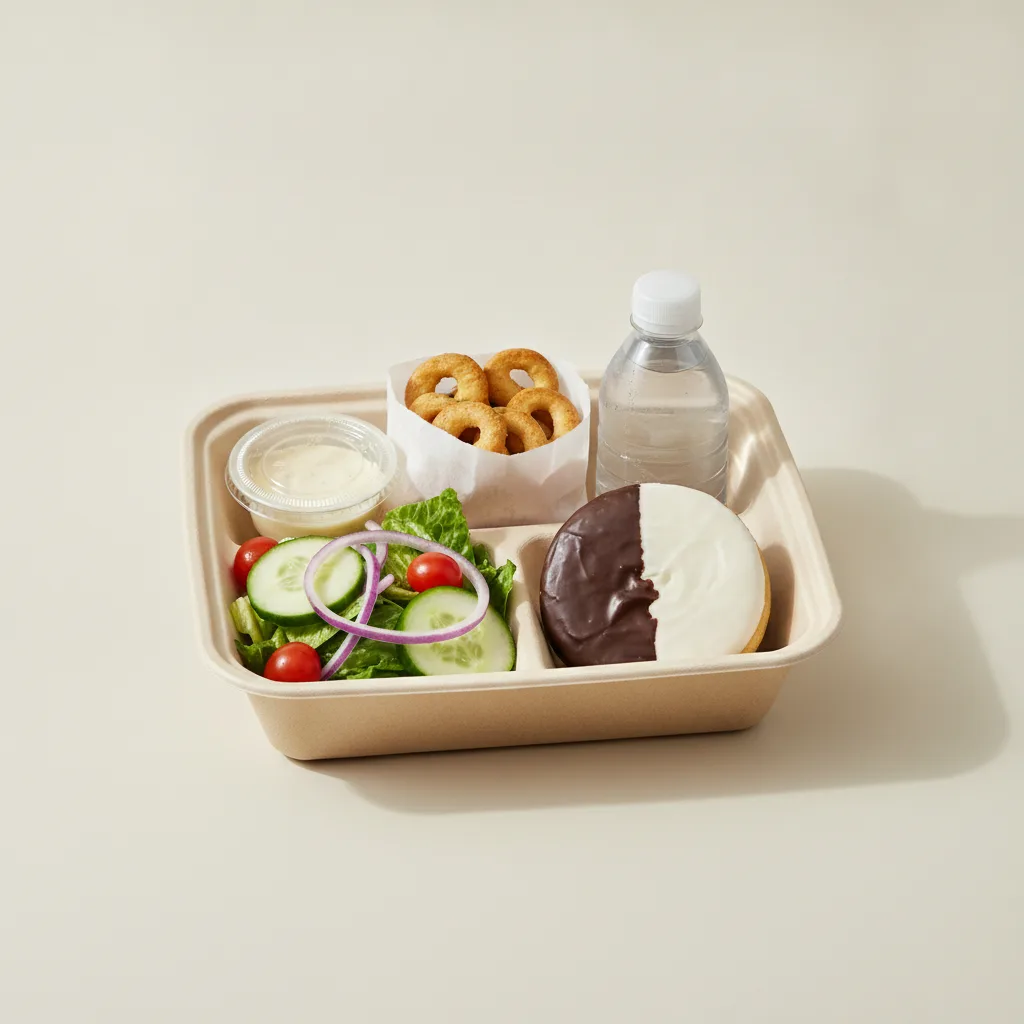 Garden Salad Boxed Lunch — Caesar Dressing / Black & White Cookie / Bottled Water Garden Salad Boxed Lunch — Caesar Dressing / Black & White Cookie / Bottled Water
