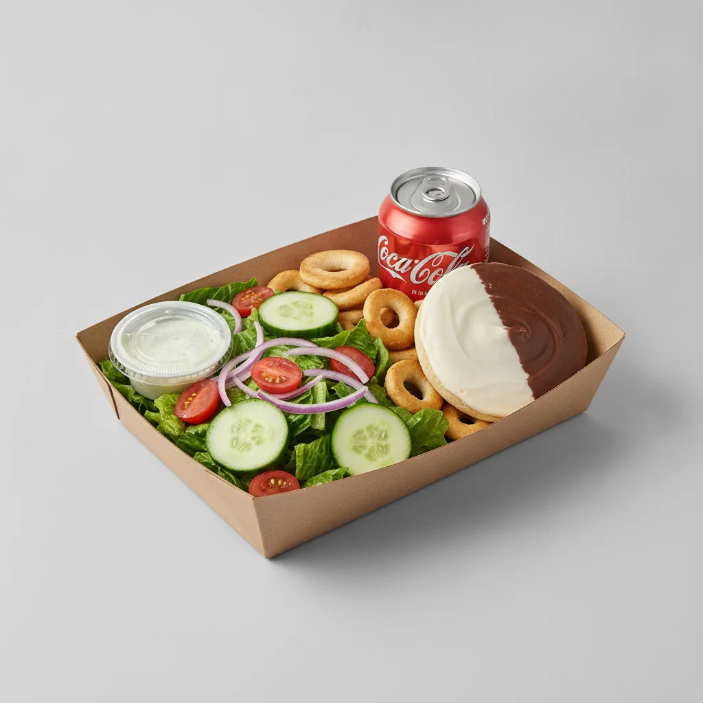 Garden Salad Boxed Lunch — Blue Cheese Dressing / Black & White Cookie / Regular Soda Garden Salad Boxed Lunch — Blue Cheese Dressing / Black & White Cookie / Regular Soda