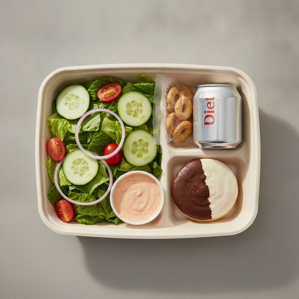 Garden Salad Boxed Lunch — Russian Dressing / Black & White Cookie / Diet Soda Garden Salad Boxed Lunch — Russian Dressing / Black & White Cookie / Diet Soda