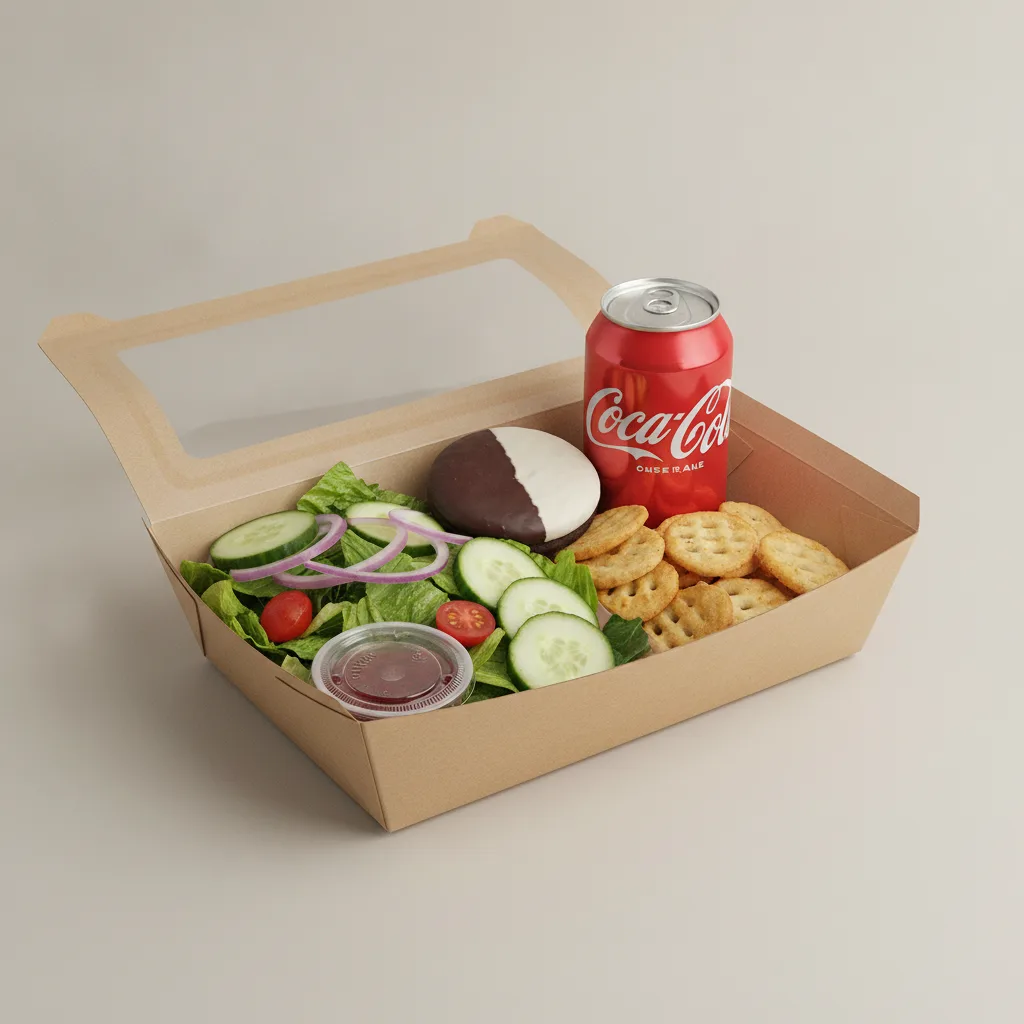 Garden Salad Boxed Lunch — Raspberry Vinaigrette / Black & White Cookie / Regular Soda Garden Salad Boxed Lunch — Raspberry Vinaigrette / Black & White Cookie / Regular Soda
