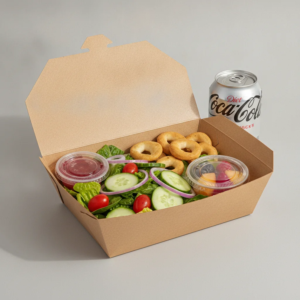 Garden Salad Boxed Lunch — Raspberry Vinaigrette / Fruit Cup / Diet Soda Garden Salad Boxed Lunch — Raspberry Vinaigrette / Fruit Cup / Diet Soda