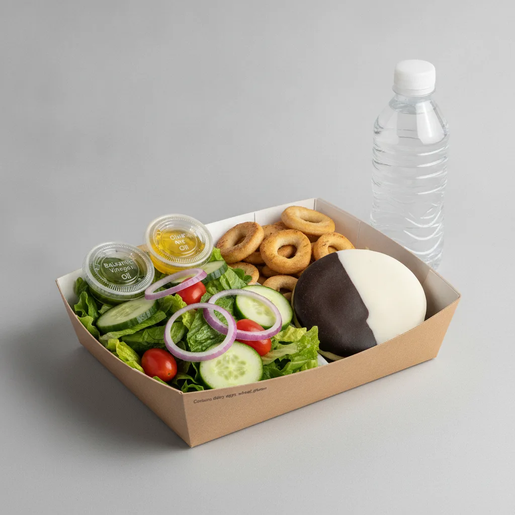 Garden Salad Boxed Lunch — Balsamic Vinegar & Olive Oil / Black & White Cookie / Bottled Water Garden Salad Boxed Lunch — Balsamic Vinegar & Olive Oil / Black & White Cookie / Bottled Water