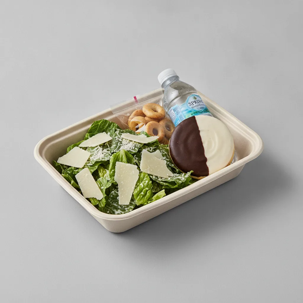Caesar Salad Boxed Lunch — Black & White Cookie / Bottled Water Caesar Salad Boxed Lunch — Black & White Cookie / Bottled Water
