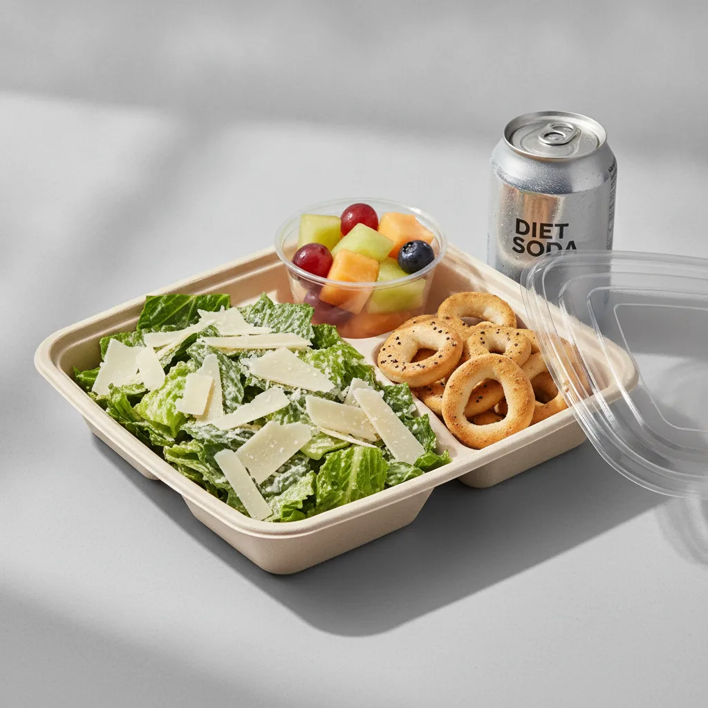 Caesar Salad Boxed Lunch — Fruit Cup / Diet Soda Caesar Salad Boxed Lunch — Fruit Cup / Diet Soda