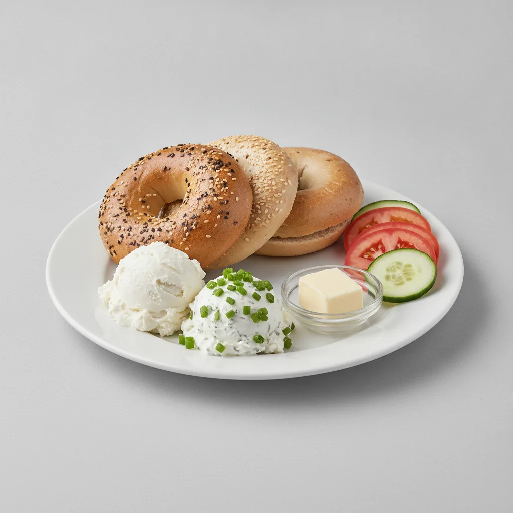 Bagels and Schmears - Assorted Bagels With Plain and Scallion Cream Cheese Bagels and Schmears - Assorted Bagels With Plain and Scallion Cream Cheese
