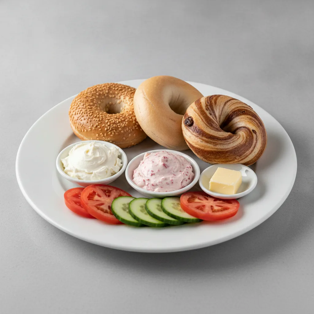 Bagels and Schmears - Bagels with Plain and Strawberry Cream Cheese Bagels and Schmears - Bagels with Plain and Strawberry Cream Cheese