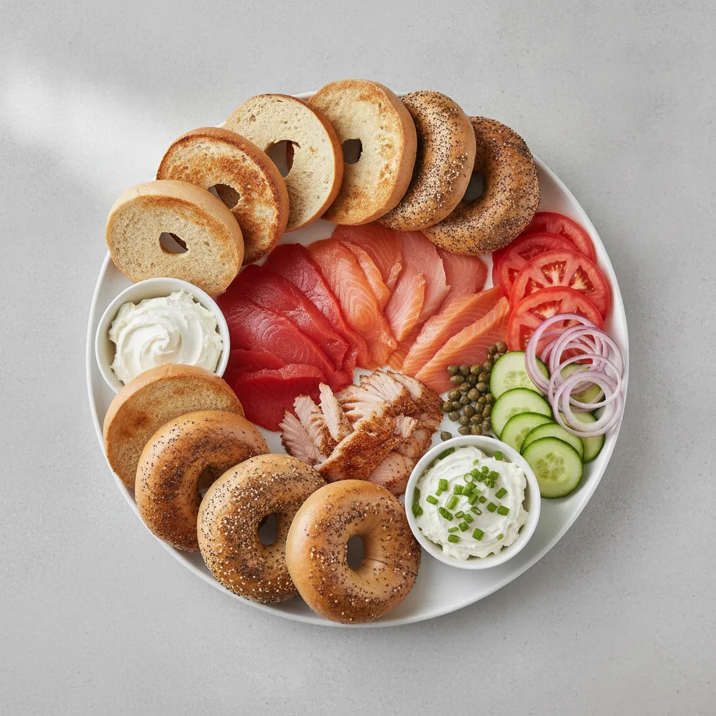 Smoked Salmon Bagel Platter - Kippered Salmon, Wild Sockeye, Nova Scotia Salmon Smoked Salmon Bagel Platter - Kippered Salmon, Wild Sockeye, Nova Scotia Salmon