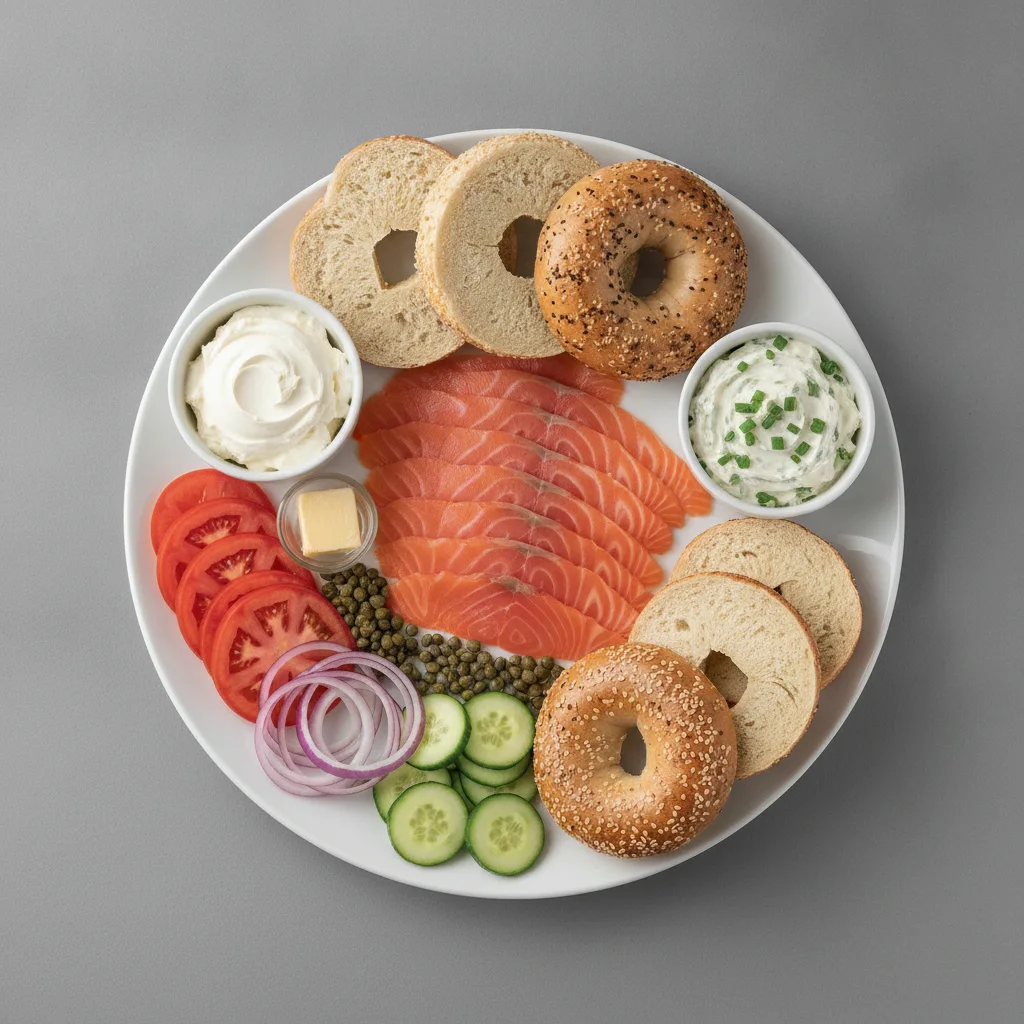 Nova Scotia Salmon Bagel Platter With Plain and Scallion Cream Cheese Nova Scotia Salmon Bagel Platter With Plain and Scallion Cream Cheese