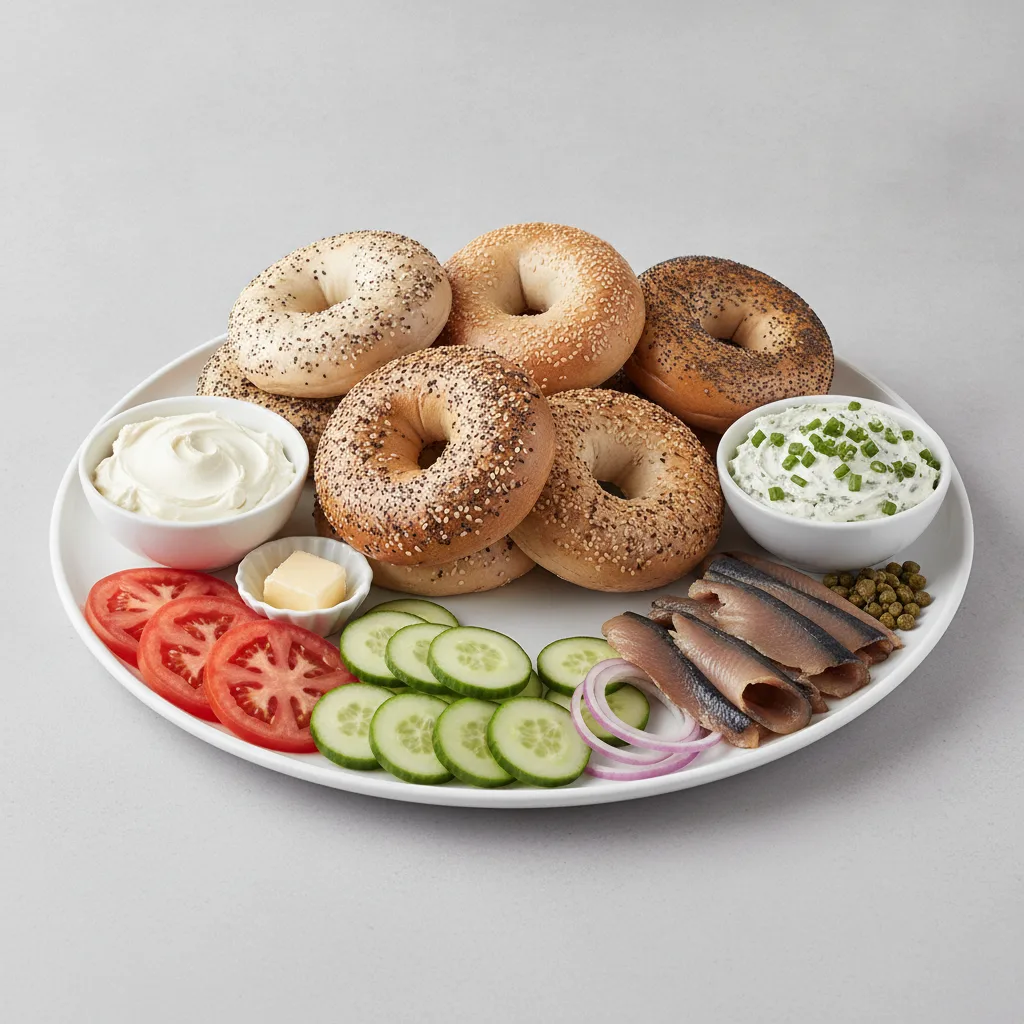 Sable Breakfast Bagel Platter With Plain and Scallion Cream Cheese Sable Breakfast Bagel Platter With Plain and Scallion Cream Cheese