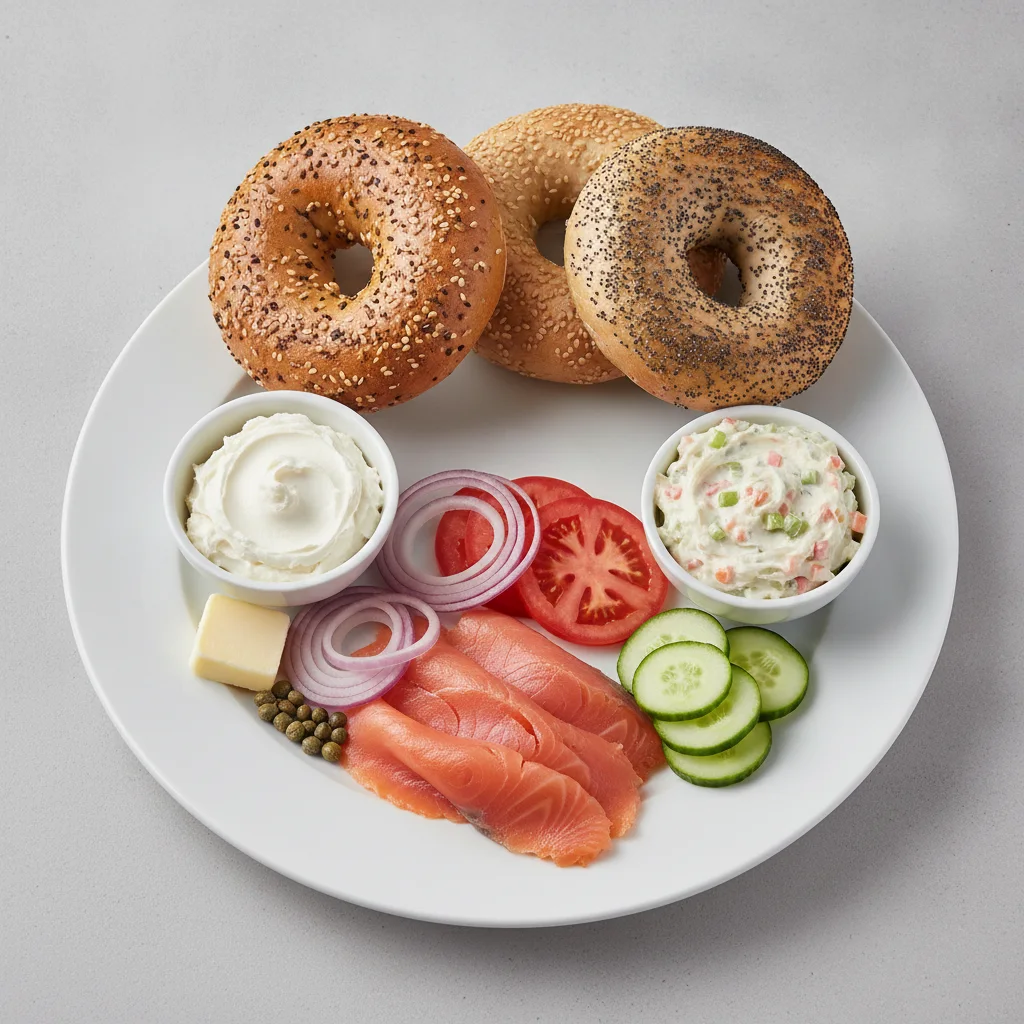 Nova Scotia Salmon Bagel Platter - Plain and Vegetable Cream Cheese Nova Scotia Salmon Bagel Platter - Plain and Vegetable Cream Cheese