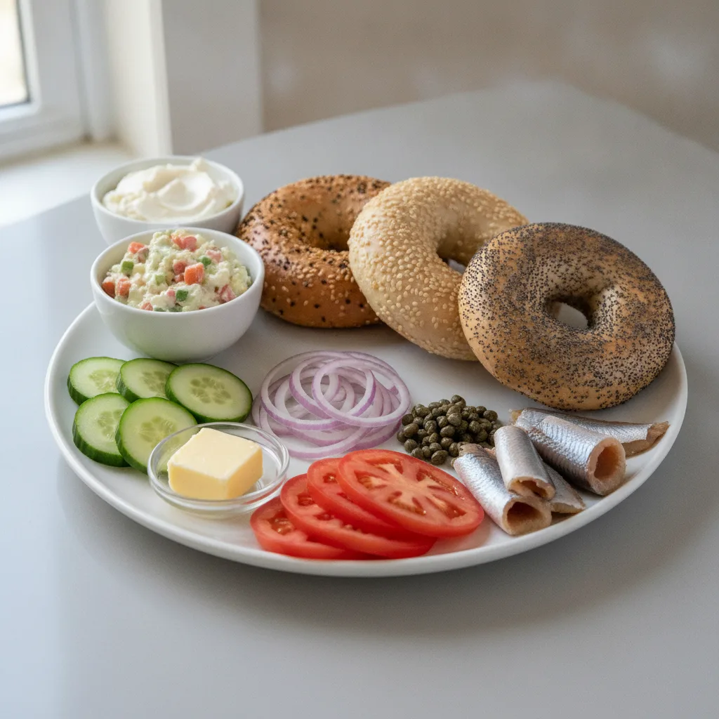 Sable Traditional Breakfast - Bagels With Plain and Vegetable Cream Cheese Sable Traditional Breakfast - Bagels With Plain and Vegetable Cream Cheese