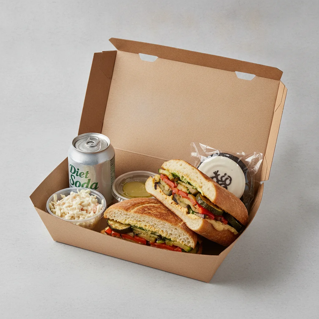 Sandwich Boxed Lunch — The Veggie Sandwich / Diet Soda Sandwich Boxed Lunch — The Veggie Sandwich / Diet Soda