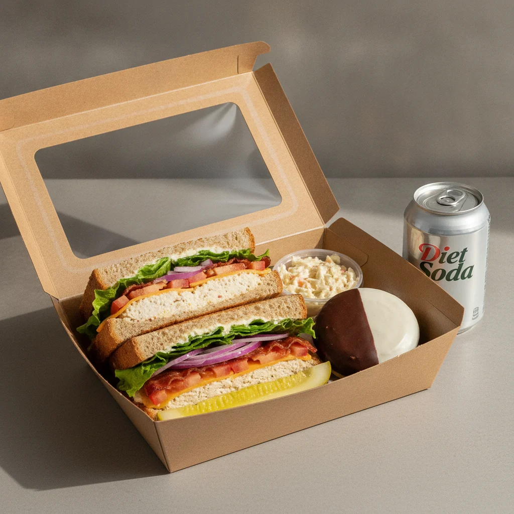 Sandwich Boxed Lunch — The Chelsea Club / Diet Soda Sandwich Boxed Lunch — The Chelsea Club / Diet Soda