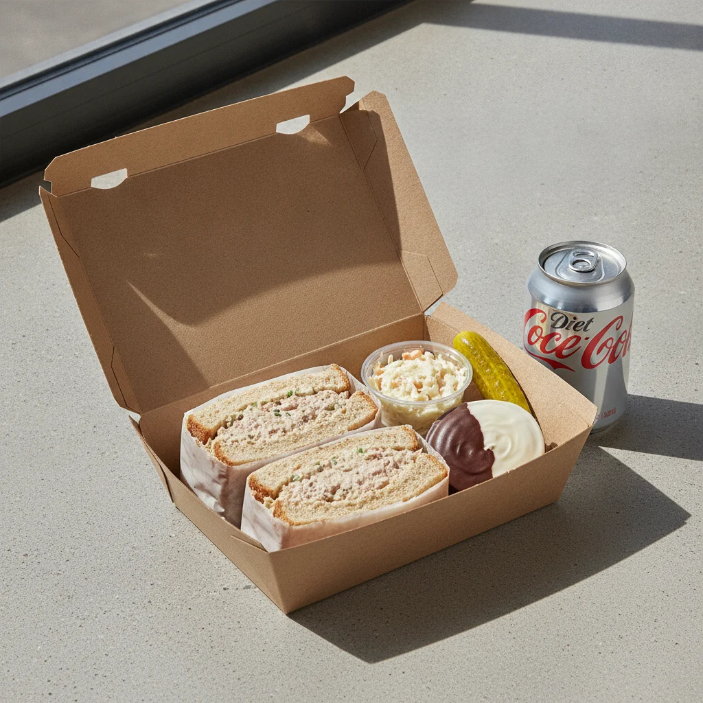 Sandwich Boxed Lunch — Tuna Salad Sandwich / Diet Soda Sandwich Boxed Lunch — Tuna Salad Sandwich / Diet Soda