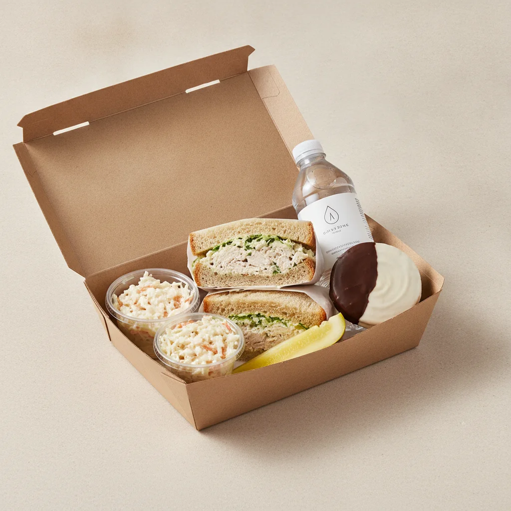 Sandwich Boxed Lunch — Chicken Salad Sandwich / Bottled Water Sandwich Boxed Lunch — Chicken Salad Sandwich / Bottled Water