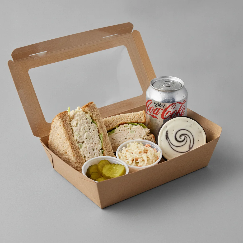 Sandwich Boxed Lunch — Chicken Salad Sandwich / Diet Soda Sandwich Boxed Lunch — Chicken Salad Sandwich / Diet Soda