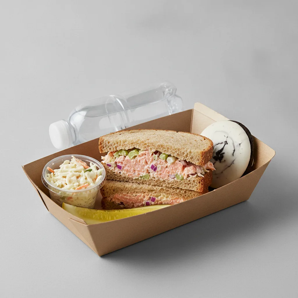 Sandwich Boxed Lunch — Salmon Salad Sandwich / Bottled Water Sandwich Boxed Lunch — Salmon Salad Sandwich / Bottled Water
