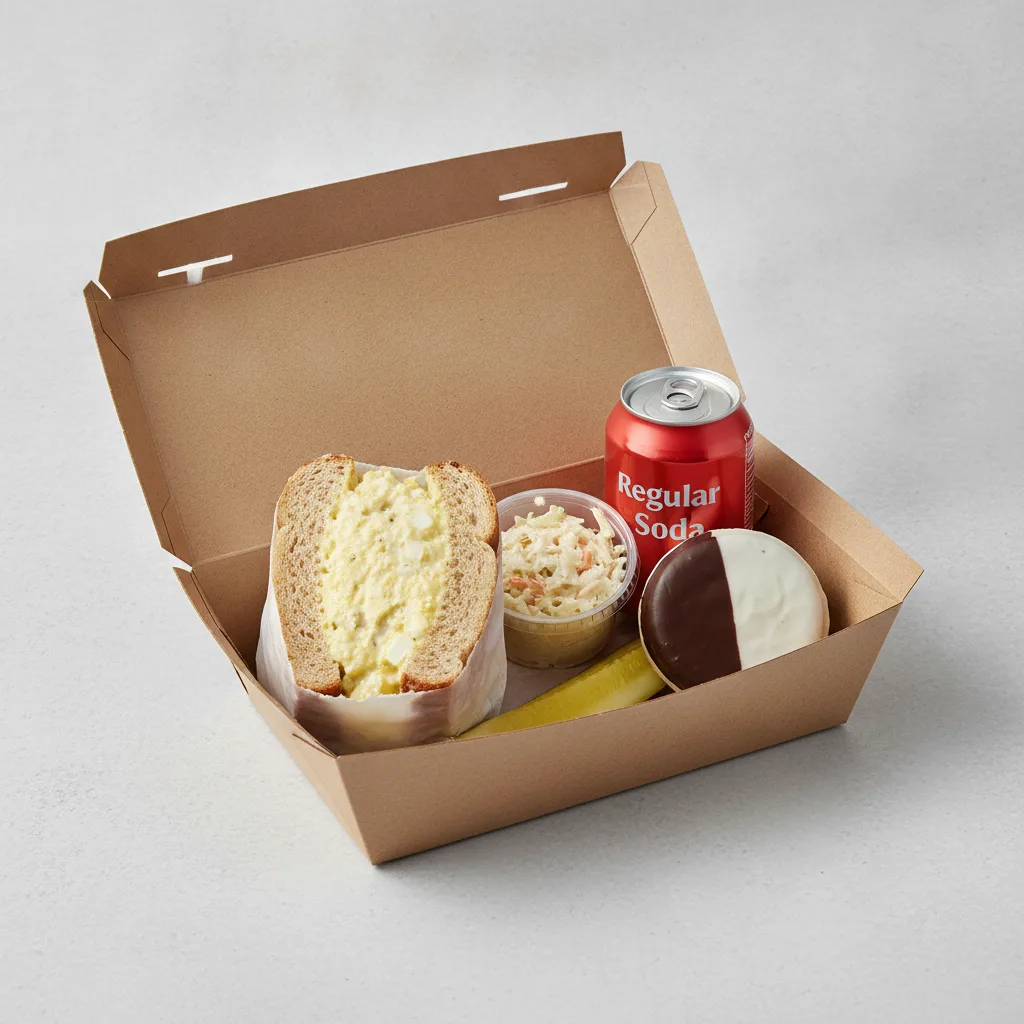 Sandwich Boxed Lunch — Egg Salad Sandwich / Regular Soda Sandwich Boxed Lunch — Egg Salad Sandwich / Regular Soda
