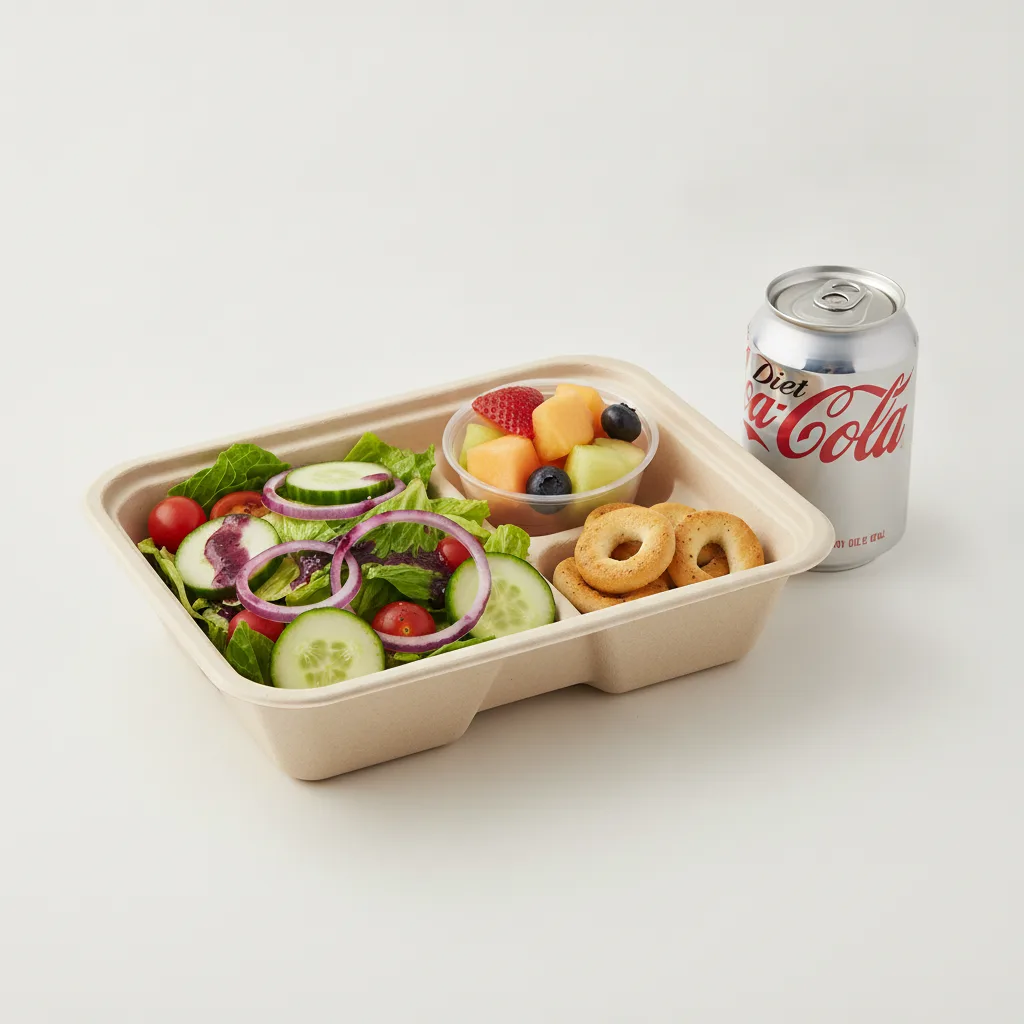 Garden Salad Boxed Lunch — Red Wine Vinaigrette / Fruit Cup / Diet Soda Garden Salad Boxed Lunch — Red Wine Vinaigrette / Fruit Cup / Diet Soda
