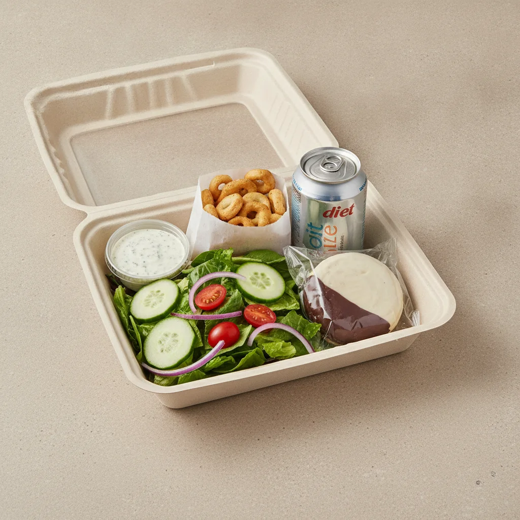 Garden Salad Boxed Lunch — Blue Cheese Dressing / Black & White Cookie / Diet Soda Garden Salad Boxed Lunch — Blue Cheese Dressing / Black & White Cookie / Diet Soda