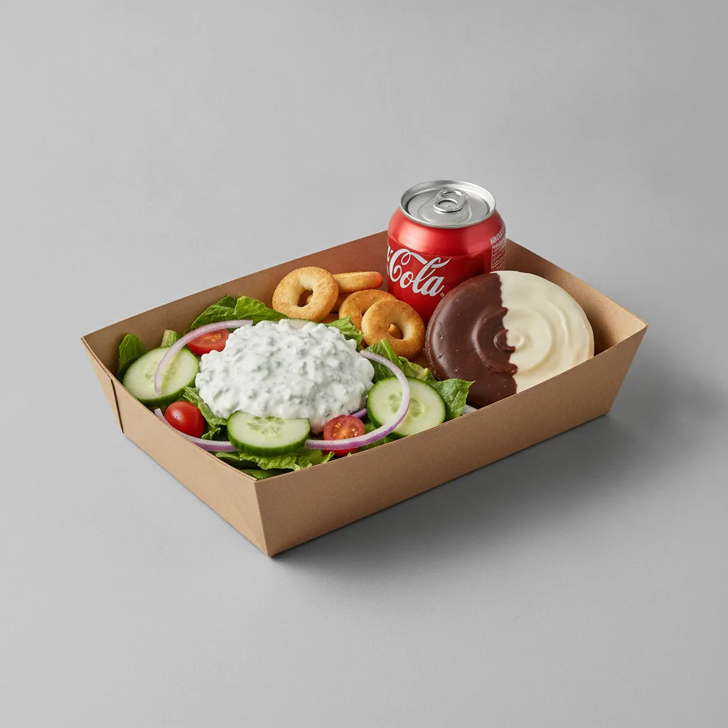 Garden Salad Boxed Lunch — Blue Cheese Dressing / Black & White Cookie / Regular Soda Garden Salad Boxed Lunch — Blue Cheese Dressing / Black & White Cookie / Regular Soda