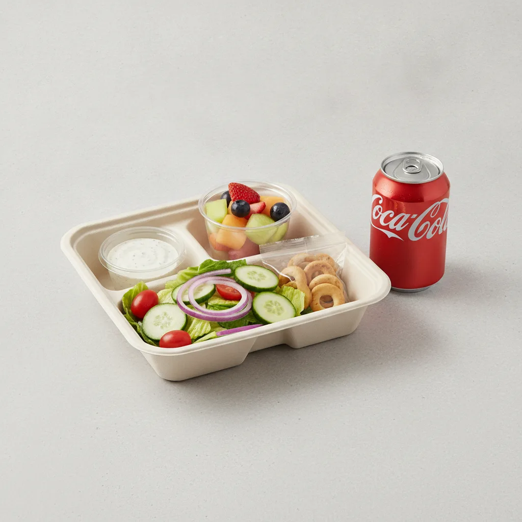 Garden Salad Boxed Lunch — Blue Cheese Dressing / Fruit Cup / Regular Soda Garden Salad Boxed Lunch — Blue Cheese Dressing / Fruit Cup / Regular Soda