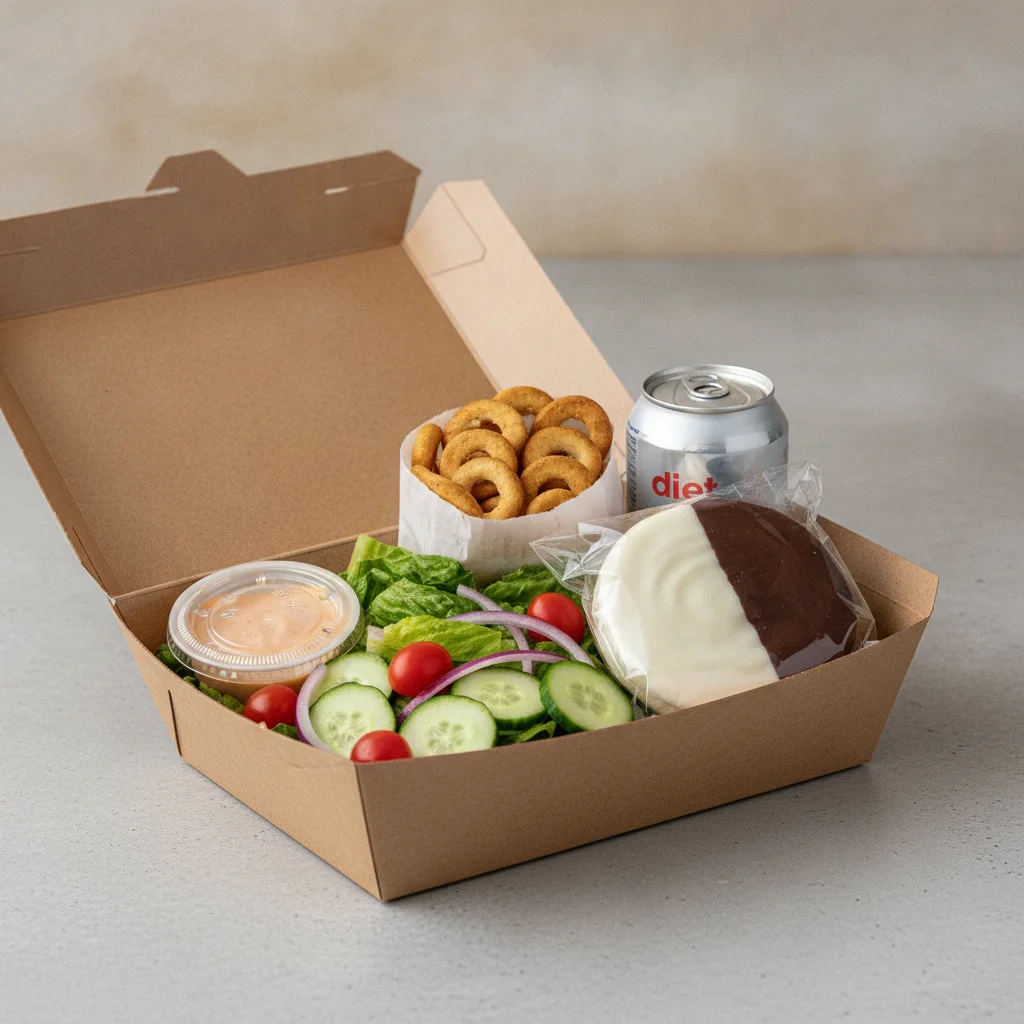 Garden Salad Boxed Lunch — Russian Dressing / Black & White Cookie / Diet Soda Garden Salad Boxed Lunch — Russian Dressing / Black & White Cookie / Diet Soda