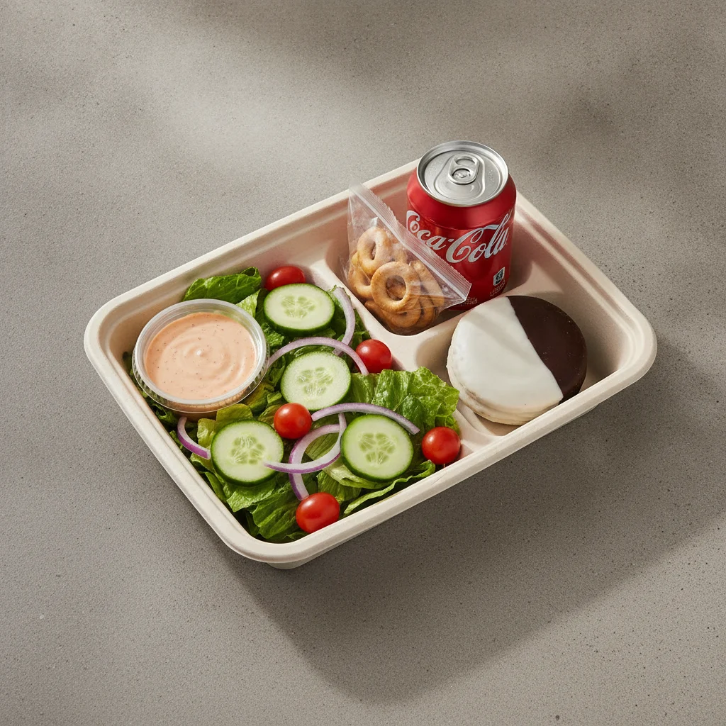 Garden Salad Boxed Lunch — Russian Dressing / Black & White Cookie / Regular Soda Garden Salad Boxed Lunch — Russian Dressing / Black & White Cookie / Regular Soda