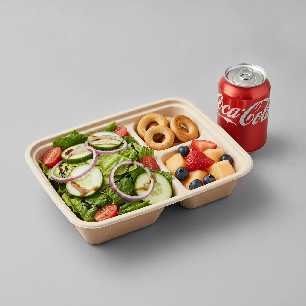 Garden Salad Boxed Lunch — Balsamic Vinegar & Olive Oil / Fruit Cup / Regular Soda Garden Salad Boxed Lunch — Balsamic Vinegar & Olive Oil / Fruit Cup / Regular Soda
