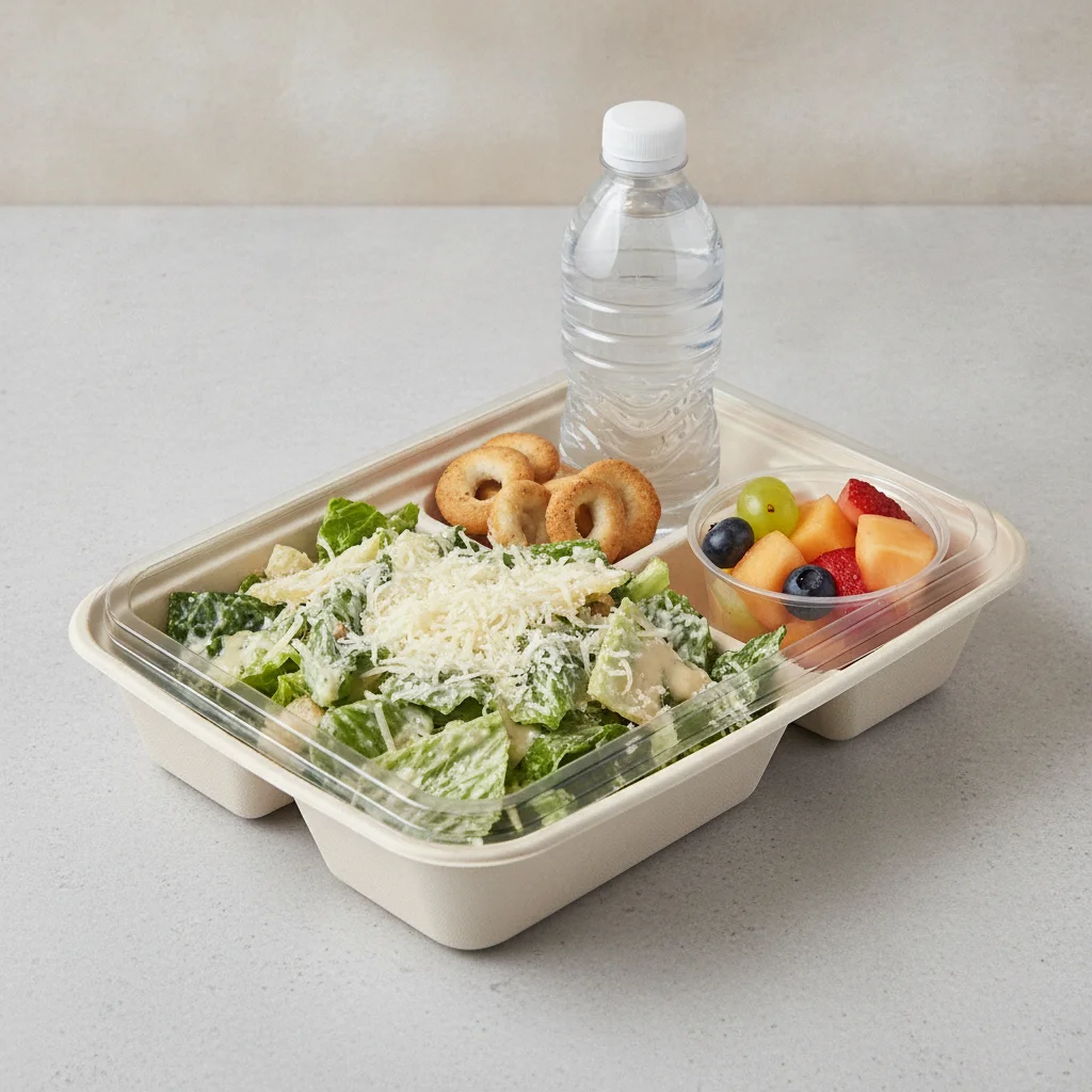 Caesar Salad Boxed Lunch — Fruit Cup / Bottled Water Caesar Salad Boxed Lunch — Fruit Cup / Bottled Water