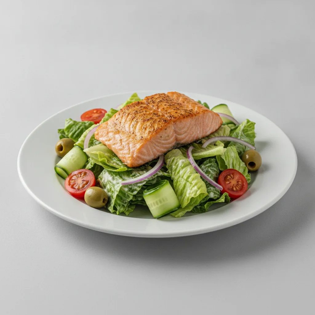 Garden Salad - Caesar With Baked Salmon Garden Salad - Caesar With Baked Salmon