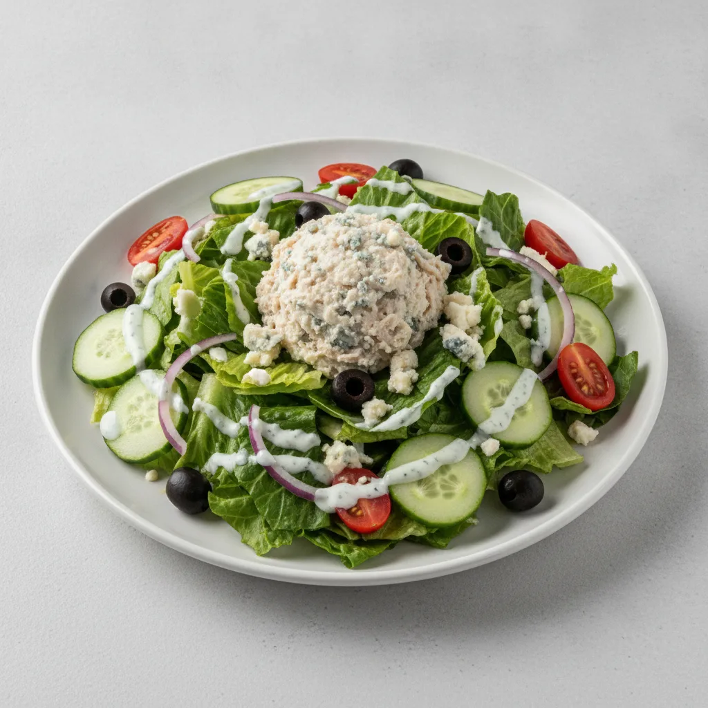 Garden Salad - Blue Cheese With Chicken Salad Garden Salad - Blue Cheese With Chicken Salad