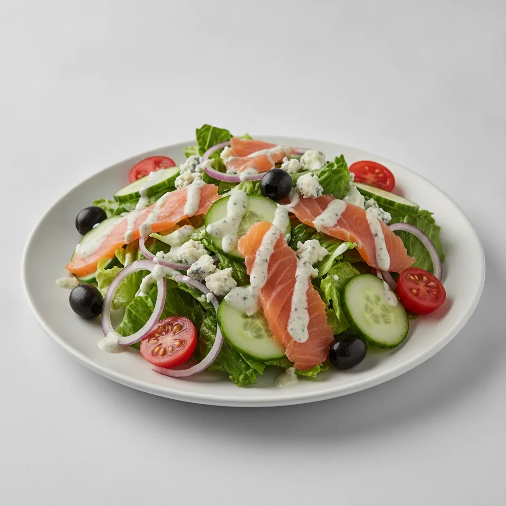 Garden Salad - Blue Cheese With Smoked Salmon Garden Salad - Blue Cheese With Smoked Salmon
