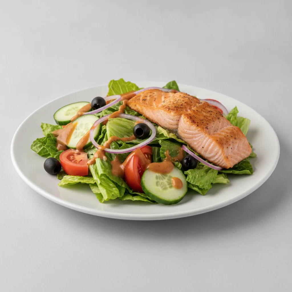 Garden Salad - Russian With Baked Salmon Garden Salad - Russian With Baked Salmon