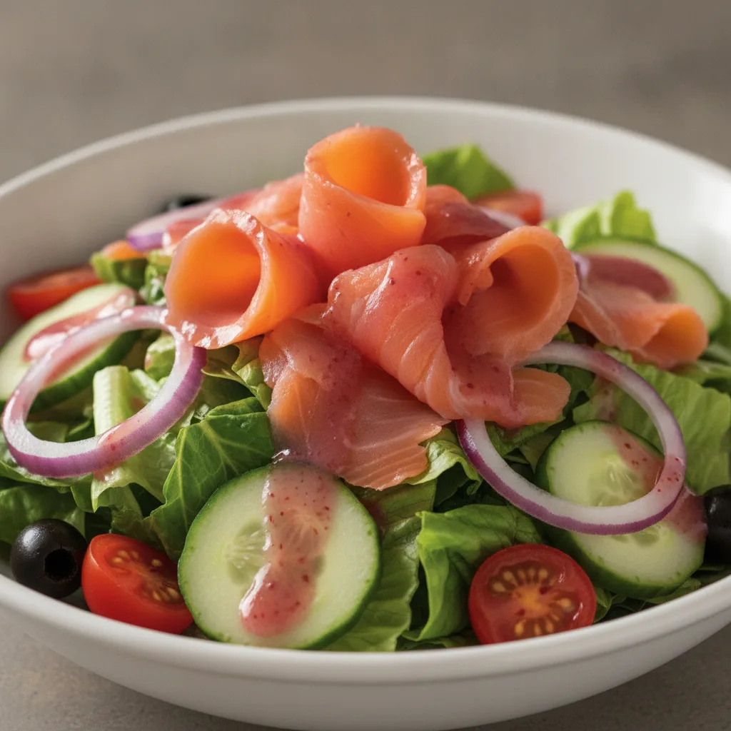 Garden Salad - Raspberry Vinaigrette With Smoked Salmon Garden Salad - Raspberry Vinaigrette With Smoked Salmon