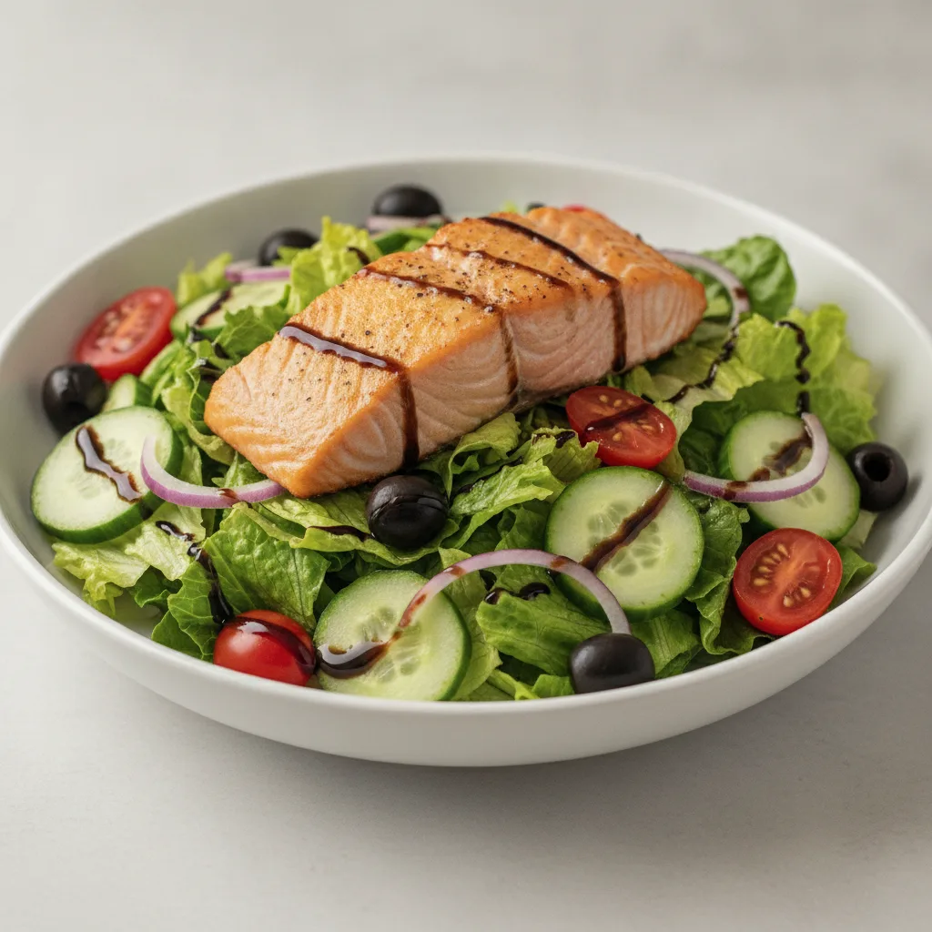 Garden Salad - Balsamic With Baked Salmon Garden Salad - Balsamic With Baked Salmon
