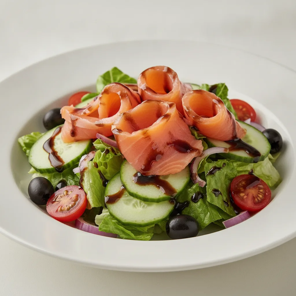 Garden Salad - Balsamic With Smoked Salmon Garden Salad - Balsamic With Smoked Salmon