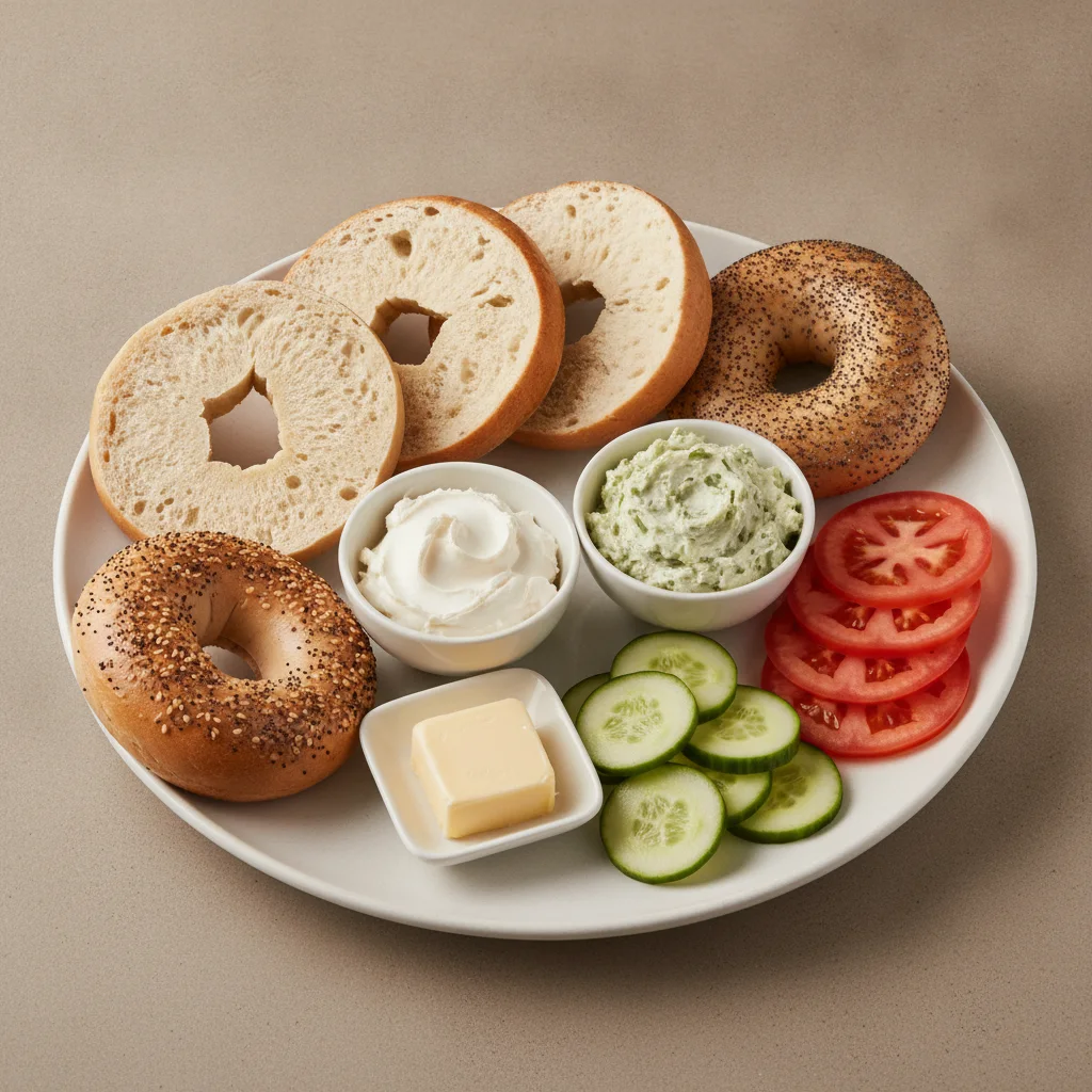 Bagels and Schmears - Assorted Bagels With Plain and Scallion Cream Cheese Bagels and Schmears - Assorted Bagels With Plain and Scallion Cream Cheese