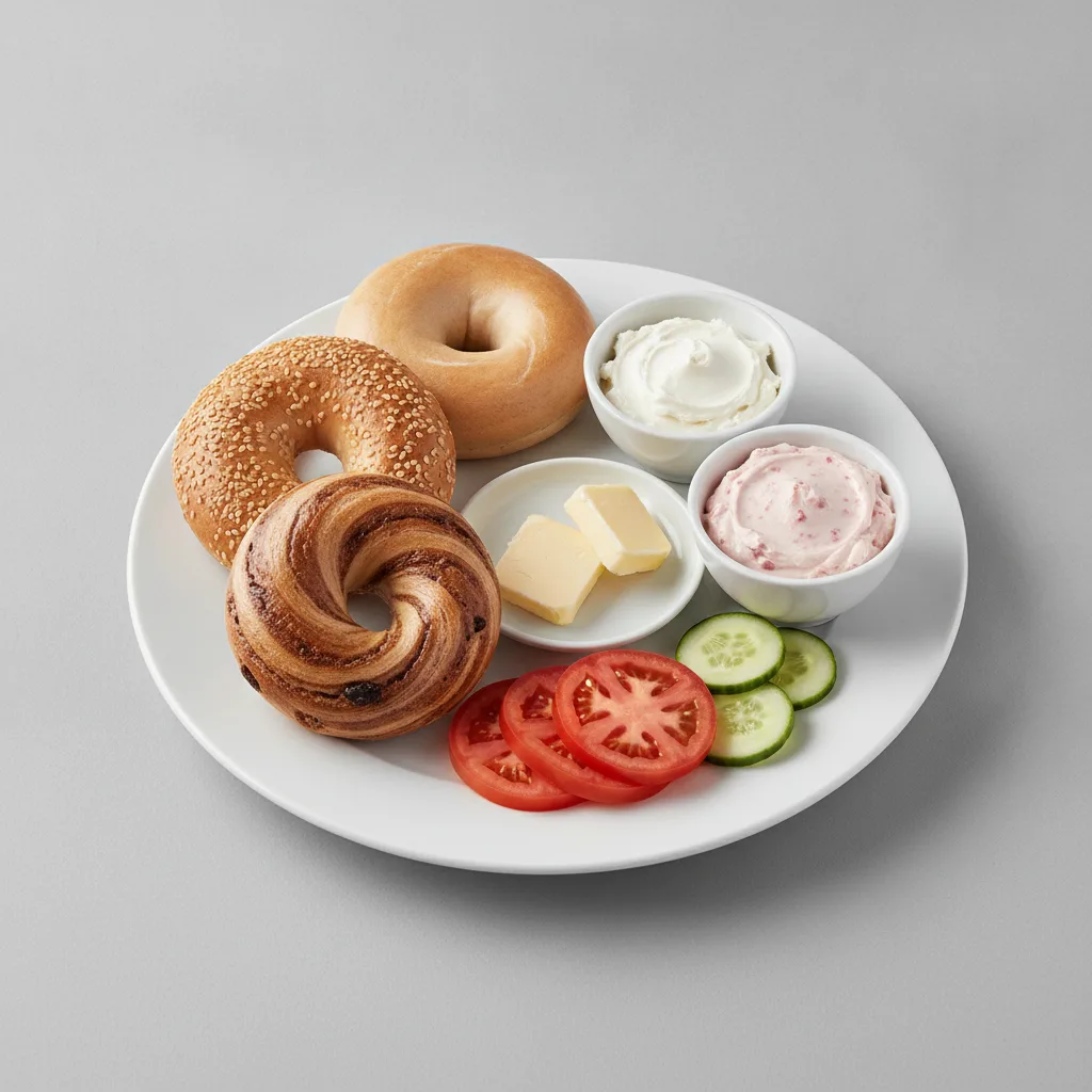 Bagels and Schmears - Bagels with Plain and Strawberry Cream Cheese Bagels and Schmears - Bagels with Plain and Strawberry Cream Cheese