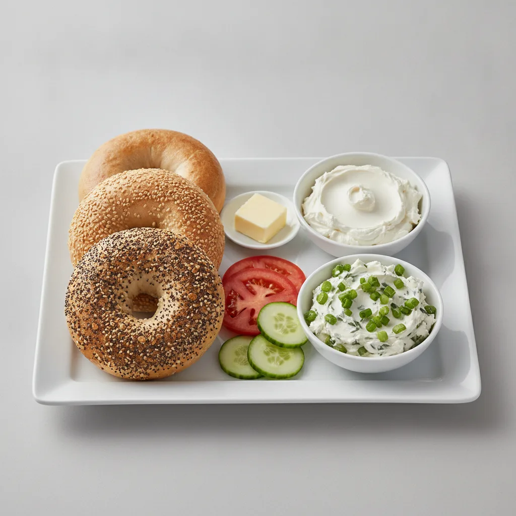 Sourdough Bagels and Schmears - Sourdough Bagels, Plain, Scallion Cream Cheese Sourdough Bagels and Schmears - Sourdough Bagels, Plain, Scallion Cream Cheese