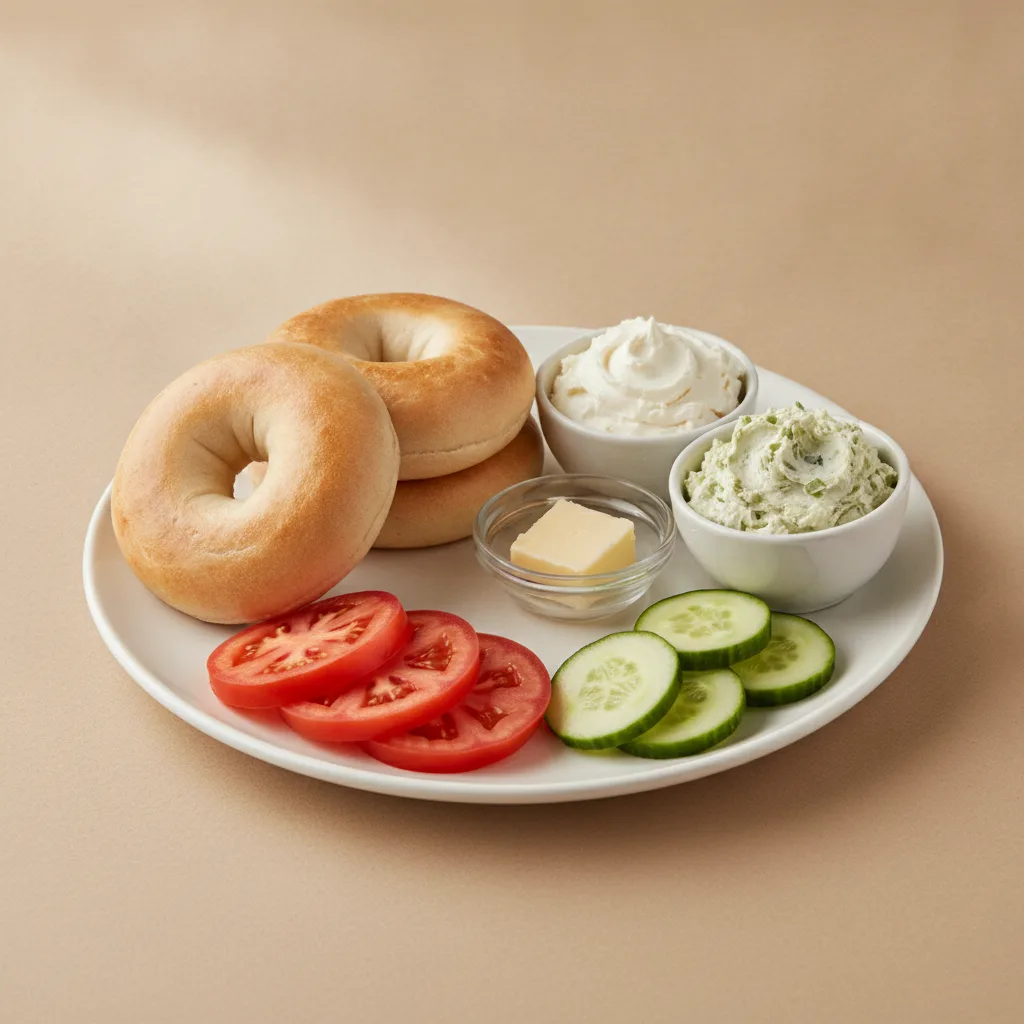 Bagels and Schmears - Bialy Bagels with Scallion and Vegetable Cream Cheese Bagels and Schmears - Bialy Bagels with Scallion and Vegetable Cream Cheese